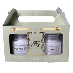 Asquith & Somerset Rosemary Mint Body Care Duo Set Scrub & Butter with Spoons
